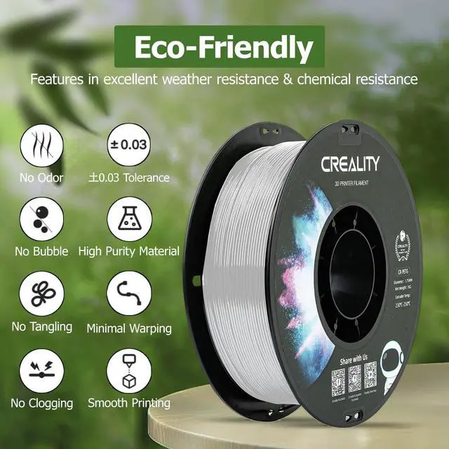 Alt view image 6 of 6 - CREALITY Official PETG 3D Printer Filament 1.75mm 1KG (2.2lbs) Transparent