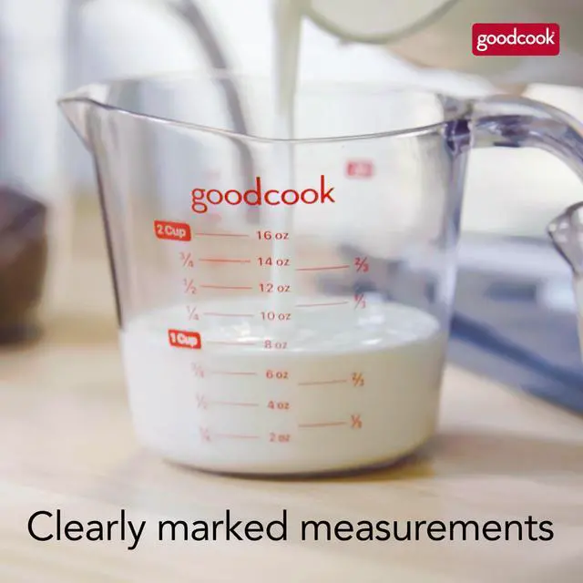 Alt view image 3 of 6 - GoodCook Everyday 2-Cup Liquid Measuring Cup with Ounces and Milliliters Markings, Tapered Pour Spout, Easy-to-Read Lines, Comfortable Handle for Precise Measuring, Clear