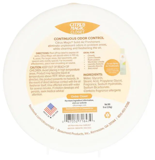 Alt view image 6 of 7 - 8Ounce Citrus Magic Closet Solid Air Freshener, Cedar