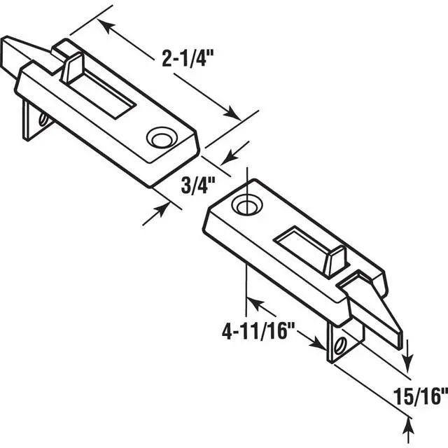 Alt view image 2 of 6 - Prime-Line F 2642 Vinyl Spring-Loaded Replacement Window Tilt Latch, 1-11/16" Hole Center, White, 1 Pair