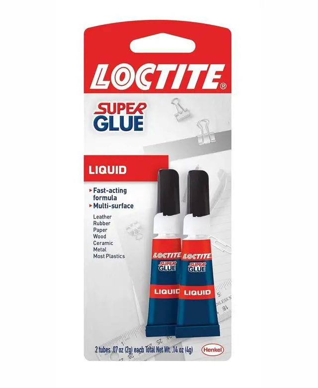 Main image of Loctite Super Glue Liquid 0.07 fl oz Tube 2 Pack, Clear, Cyanoacrylate Adhesive, Quick Dry for Plastic, Wood, Metal, Crafts & Repair
