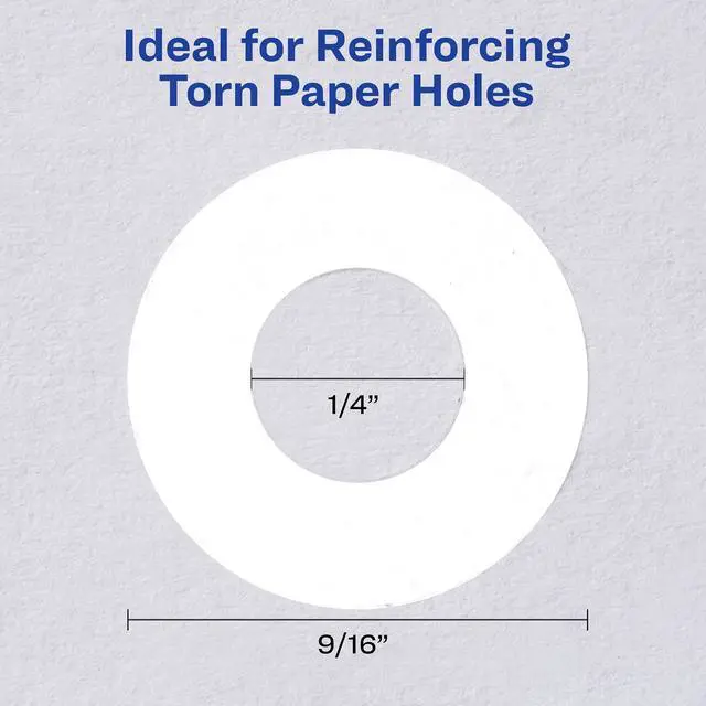 Alt view image 2 of 6 - AVERY Hole Reinforcements, 1/4" Diameter, White, 200/Pack, Repairs & Strengthens Drilled Holes, Will Not Tear, Dispenser Pack, Autoades
