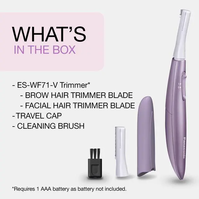 Alt view image 7 of 7 - Panasonic ES-WF71-V Women's Eyebrow & Facial Hair Trimmer, Gentle Face Shaver for Peach Fuzz, Brows & Upper Lip, Flexible Head, Compact Battery-Operated