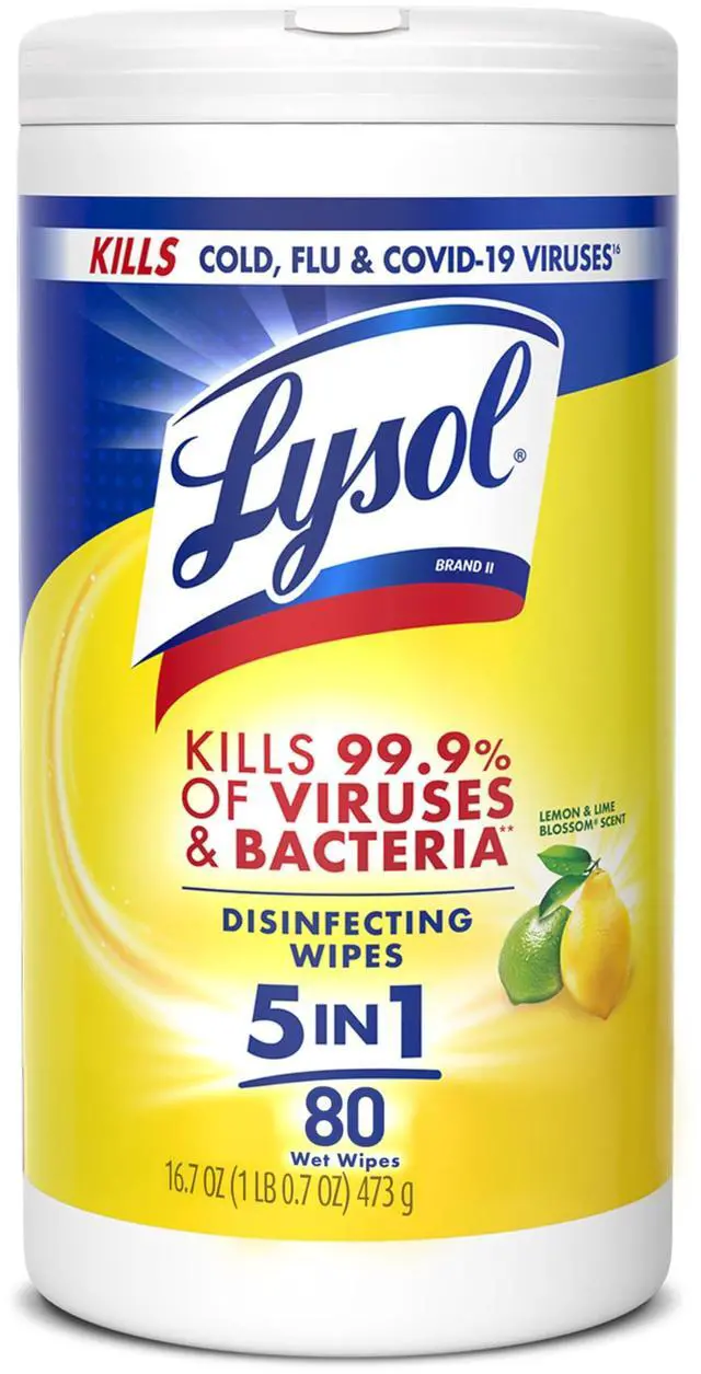Main image of Lysol Disinfectant Wipes, Multi-Surface Antibacterial, Lemon and Lime Blossom, 80 Count (Pack of 1)