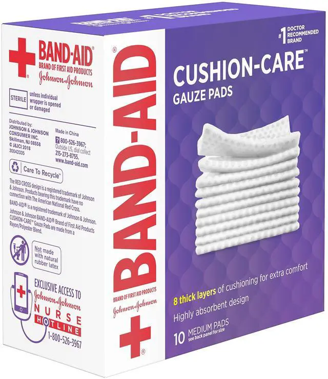 Alt view image 5 of 6 - BAND-AID Cushion-Care Gauze Pads, Medium, 3in x 3in, 10 Count