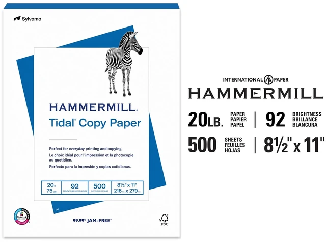 Alt view image 5 of 5 - Hammermill Tidal Copy Paper 20 lb 92 Bright White 8.5" x 11" 500 Sheets