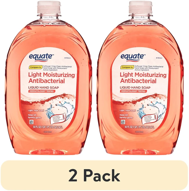 Main image of Equate Light Moisturizing Antibacterial Liquid Hand Soap, 2 Pack, 50 fl oz, Compare to Softsoap Crisp Clean Antibacterial Hand Soap with Moisturizers Active Ingredient