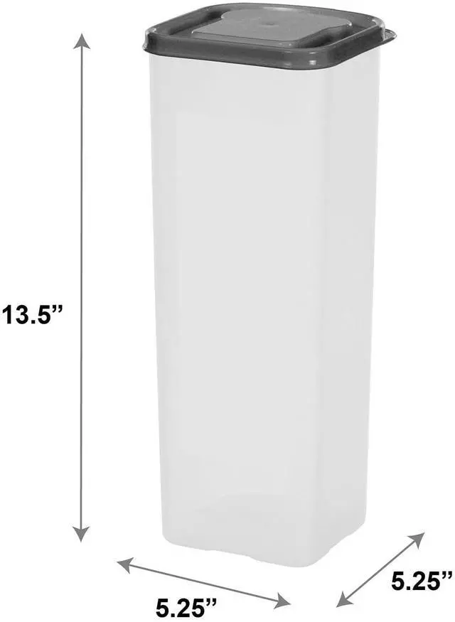 Alt view image 2 of 6 - Mainstays Plastic Bread Bin and Storage Keeper Container with Lid, Clear with Gray Lid, 5.25" x 5.25" x 13.62", Pantry Bread Organizer for Loaf Bread and Food Storage