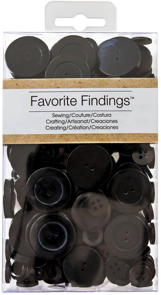 Main image of Favorite Findings Value Black Assorted Sew Through and Shank Buttons, 4 Ounces