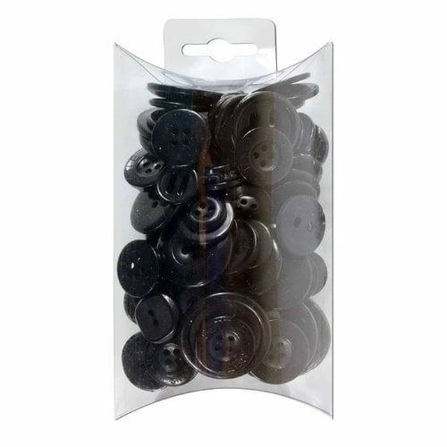 Alt view image 2 of 6 - Favorite Findings Value Black Assorted Sew Through and Shank Buttons, 4 Ounces