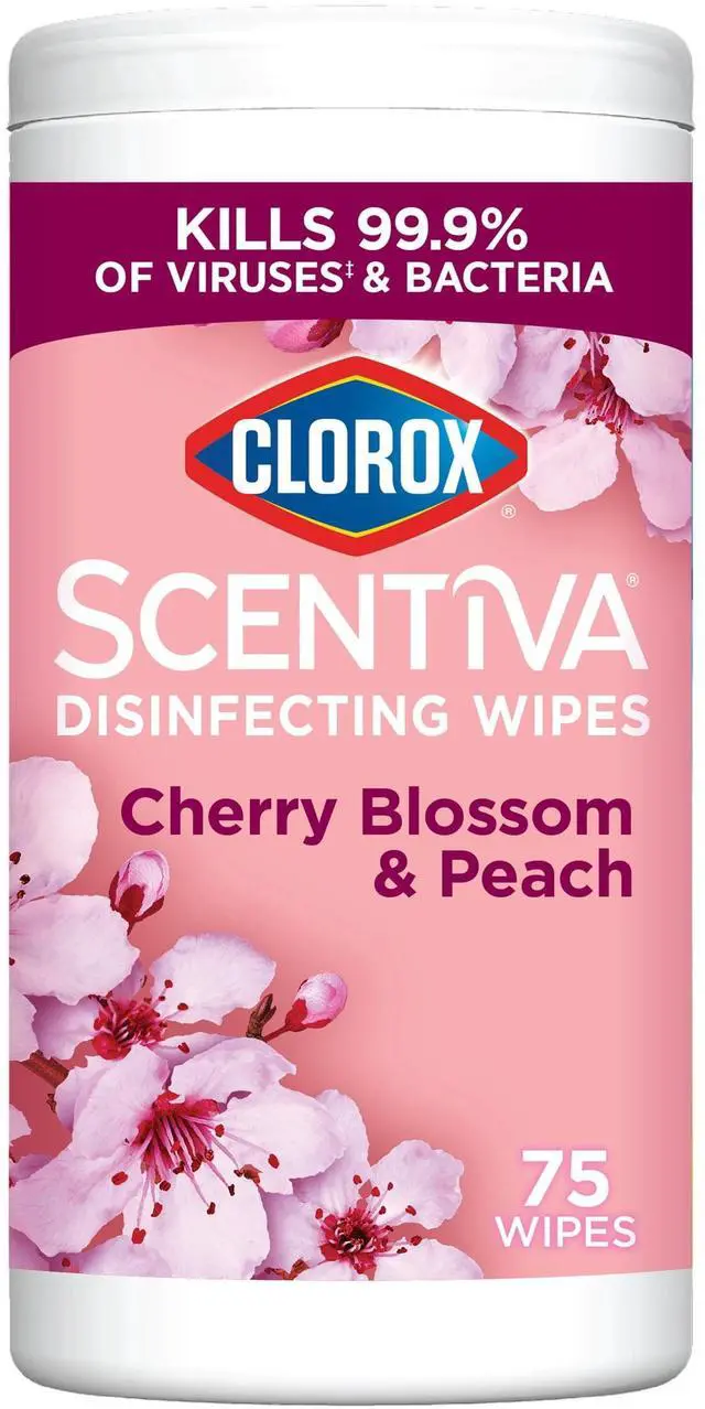 Main image of Clorox Scentiva Disinfecting Wipes 75 Count, Cherry Blossom and Peach