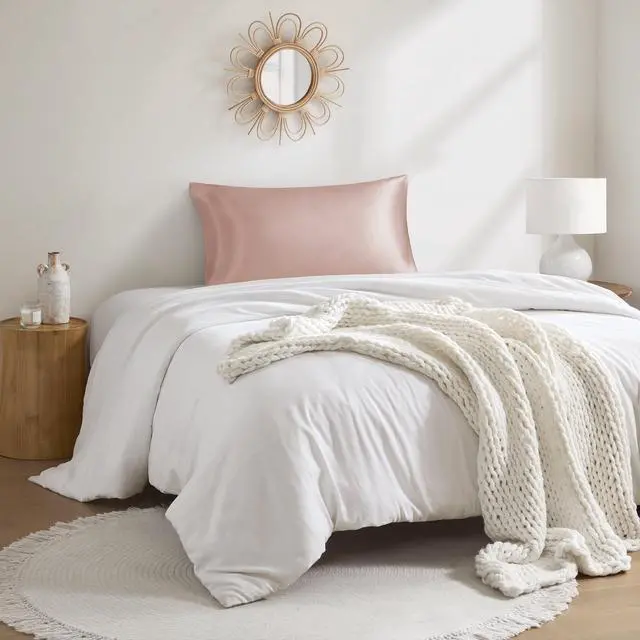 Alt view image 3 of 6 - Mainstays Satin Pillowcase Standard Blush Pink 1 Pack Frizz Control & Cooling Comfort