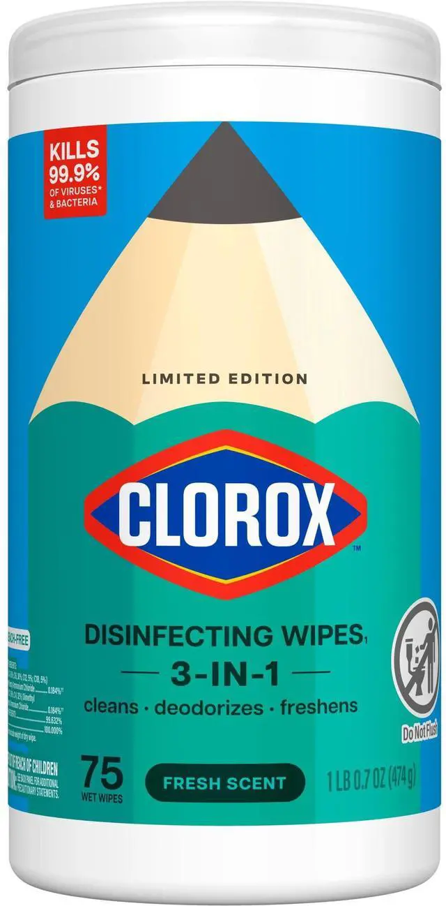 Alt view image 3 of 5 - Limited Edition Back to School Clorox Disinfecting Wipes, Bleach Free, Fresh Scent, 75 Count