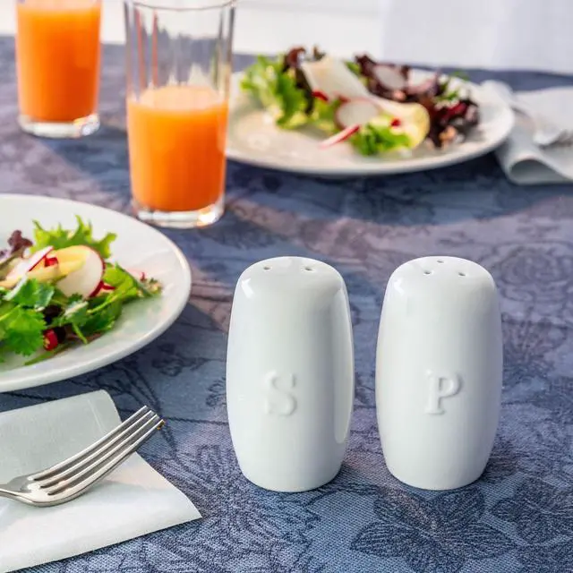 Alt view image 3 of 4 - Better Homes & Gardens White Porcelain Embossed Salt and Pepper Shaker Set