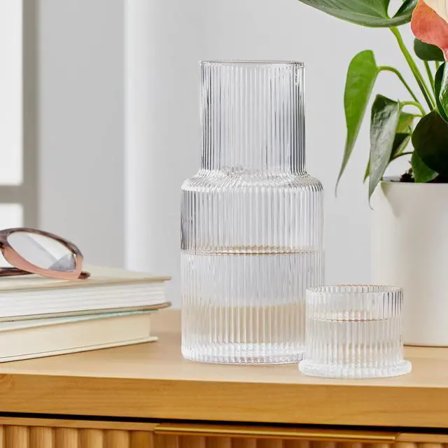 Alt view image 4 of 6 - Better Homes & Gardens 30 oz Glass Ribbed Carafe, Clear