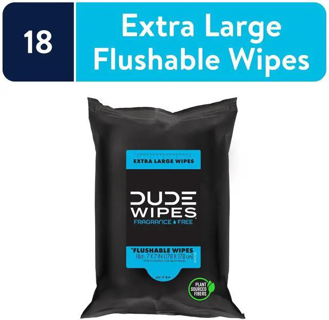 Main image of Dude Wipes Unscented Flushable Wipes, Resealable Travel Pack, 18 Wipes per Pack, 18 Total Wipes