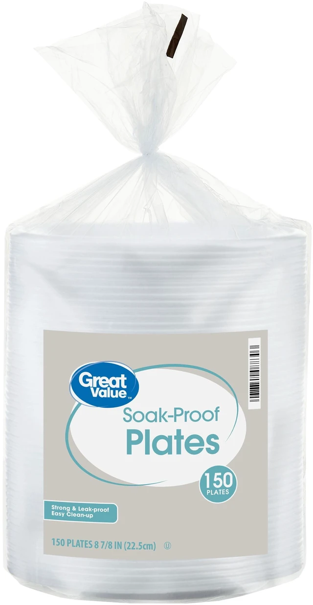 Alt view image 2 of 6 - Great Value Soak-Proof Foam Plates, 9 in, White, 150 Count