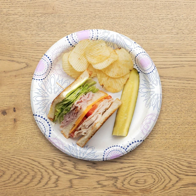 Alt view image 3 of 6 - Great Value Disposable Paper Plates, 8.5 Inch, 100 Count, Soak-Proof and Microwave Safe