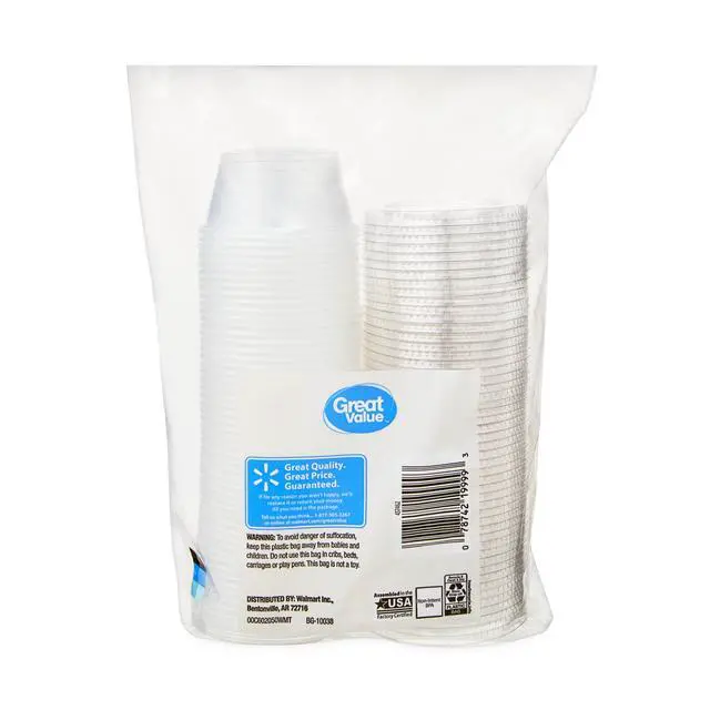 Alt view image 6 of 6 - Great Value Clear Disposable Plastic Cups with Lids, 2 oz, 50 Count