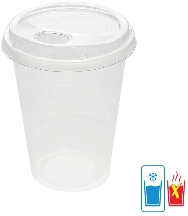 Alt view image 6 of 7 - Great Value Disposable Plastic Cups and Lids Combo, Clear, 16 oz, 25 Count