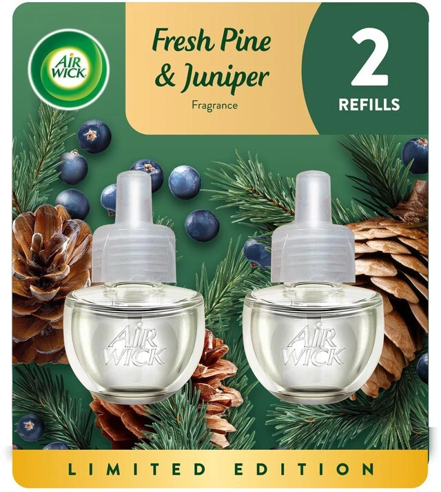 Main image of Air Wick Plug-in Fresh Pine & Juniper Fall Scented Oil Warmer Air Freshener Refills 2 Count