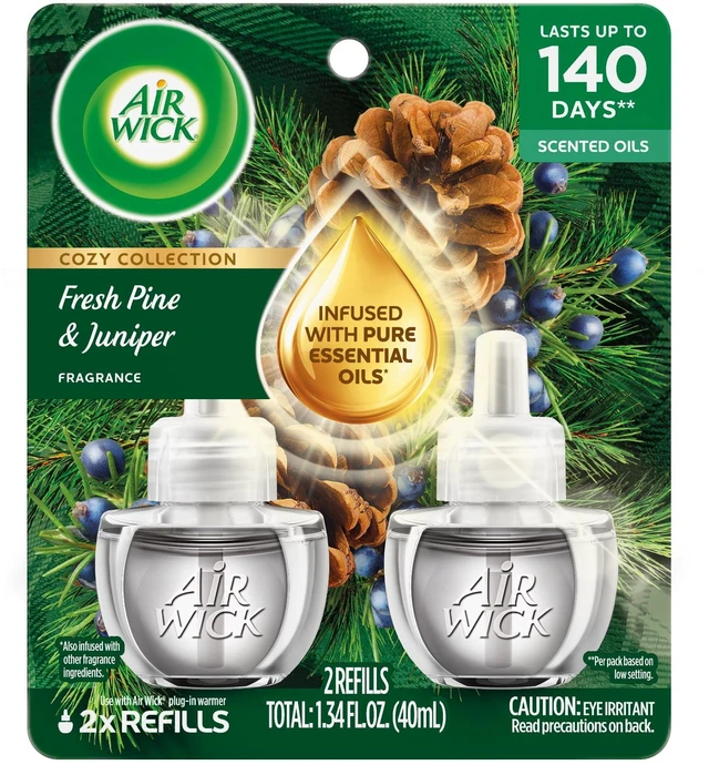 Alt view image 5 of 5 - Air Wick Plug-in Fresh Pine & Juniper Fall Scented Oil Warmer Air Freshener Refills 2 Count