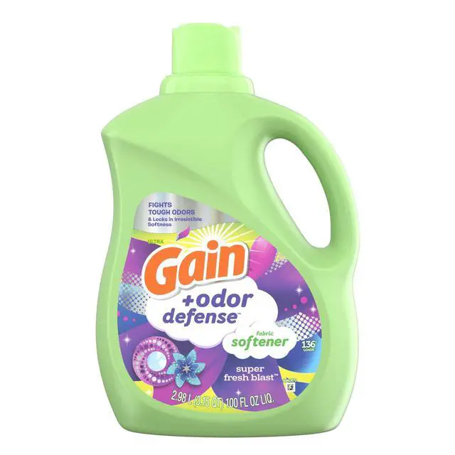 Alt view image 6 of 6 - Gain Odor Defense Liquid Fabric Softener and Conditioner, Super Fresh Blast, 136 Loads, 100 fl oz