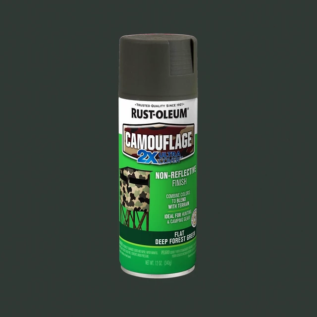 Main image of Rust-Oleum Camouflage 2X Ultra Cover Flat Spray Paint - Deep Forest Green, 12 oz, Model 279175