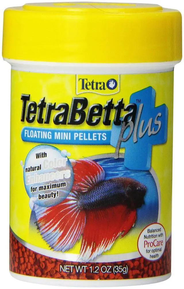 Main image of TetraBetta Plus Floating Mini Pellets Fish Food with Natural Color Enhancer, 1.2oz