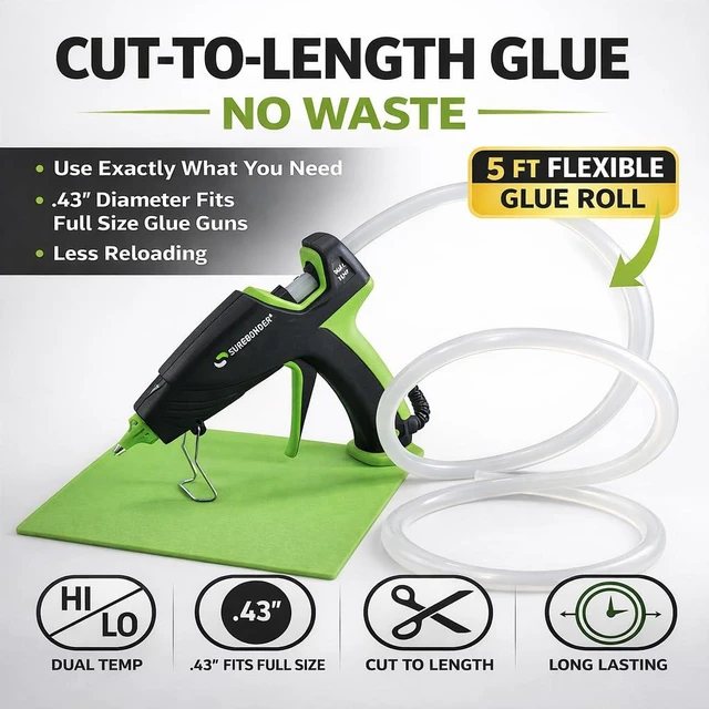 Alt view image 4 of 4 - Surebonder Full-Size Hot Glue Stick Roll, Clear, 5ft Length, 0.43in Diameter, All Purpose for Crafting and DIY