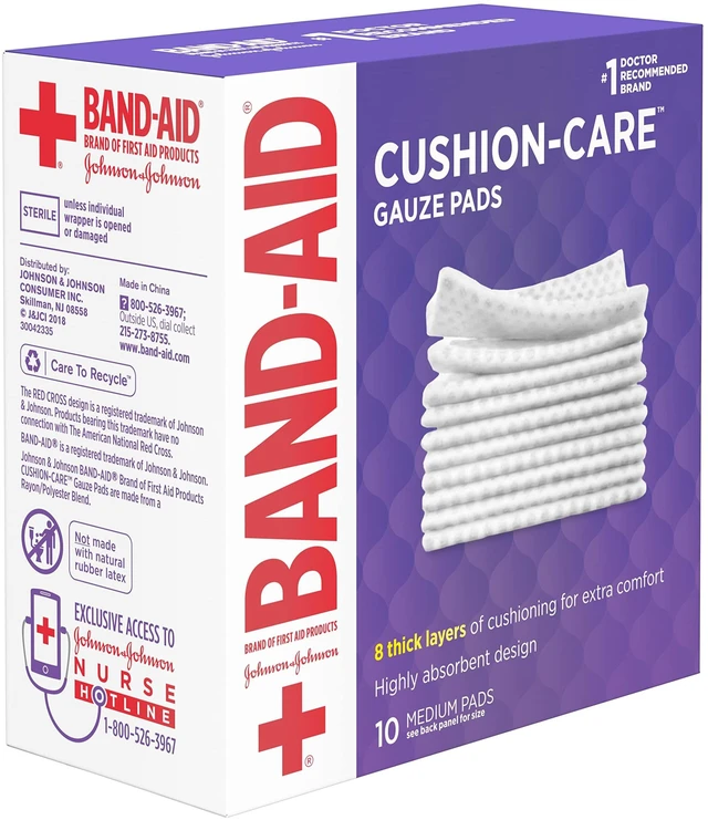 Alt view image 5 of 6 - BAND-AID Brand Cushion-Care Gauze Pads Medium 3in x 3in 10Count