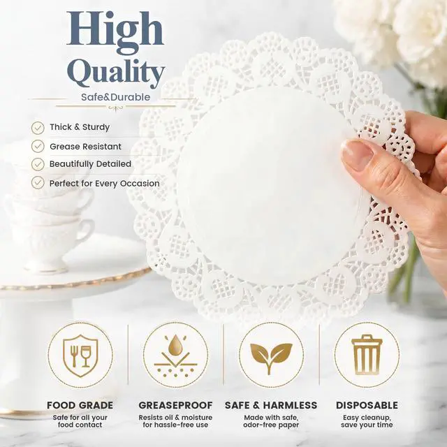 Alt view image 6 of 6 - HAKSEN 36-Pack Lace Paper Doilies Placemats, Assorted Sizes for Cakes
