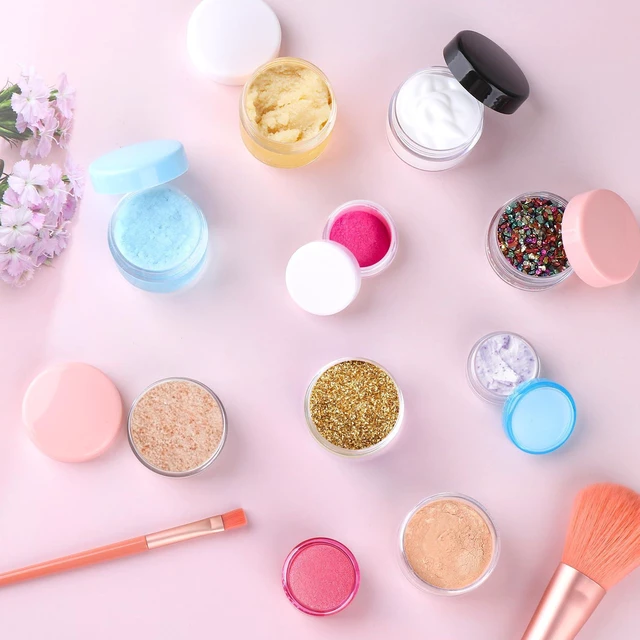Alt view image 3 of 7 - Accmor 10-Piece Makeup Travel Containers with Lids, 0.11/0.18/0.35/0.53/0.7 OZ Cosmetic Jars with 5 Mini Spatulas, Random Color