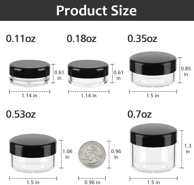 Alt view image 4 of 7 - Accmor 10-Piece Makeup Travel Containers with Lids, 0.11/0.18/0.35/0.53/0.7 OZ Cosmetic Jars with 5 Mini Spatulas, Random Color