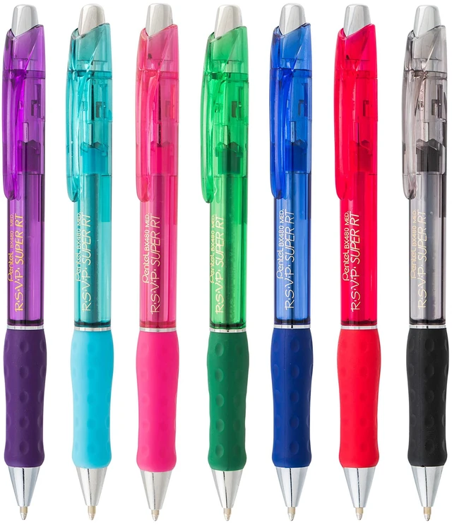 Alt view image 7 of 7 - Pentel RSVP Super RT Ballpoint Pen 1.0mm Medium Line Green Ink Pack of 2 (BX480BP2D)