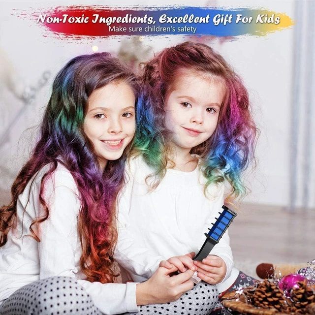 Alt view image 5 of 7 - LAWOHO 6 Colors Hair Chalk Comb Temporary Hair Dye Marker Gifts for Girls Kids Adults Halloween Christmas Birthday Party Cosplay