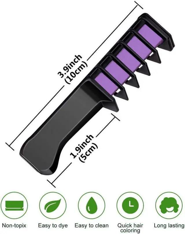 Alt view image 6 of 7 - LAWOHO 6 Colors Hair Chalk Comb Temporary Hair Dye Marker Gifts for Girls Kids Adults Halloween Christmas Birthday Party Cosplay