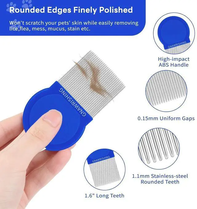 Alt view image 2 of 6 - 4-Pack Stainless Steel Flea Comb for Dogs & Cats Pet Grooming Comb Set