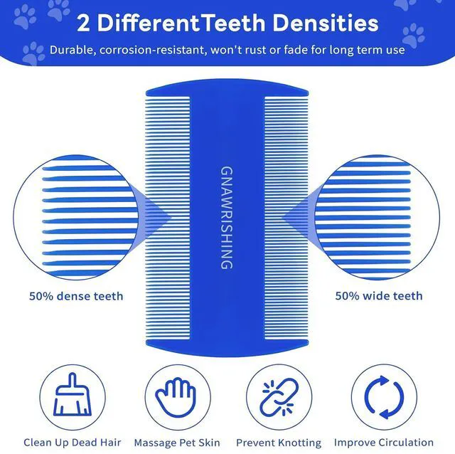 Alt view image 6 of 6 - 4-Pack Stainless Steel Flea Comb for Dogs & Cats Pet Grooming Comb Set