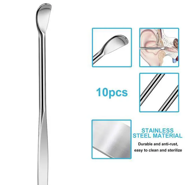 Alt view image 3 of 7 - 10pcs Silver Metal Ear Cleaner Kit - Ear Pick, Spoon, and Curette Set with Hanging Key Pendant