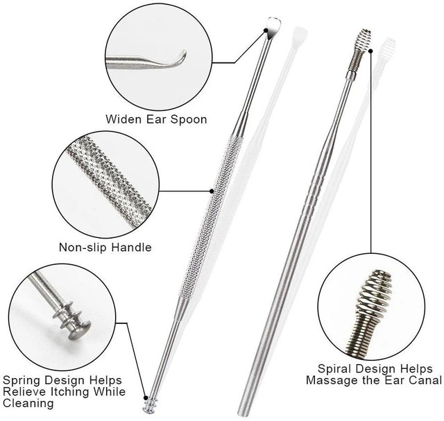 Alt view image 6 of 7 - BetyBedy 7 Pcs Ear Pick Earwax Removal Kit, Ear Cleaning Tool Set with Curette, Brush and Storage Box, Silver