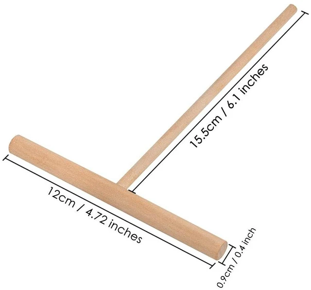 Alt view image 3 of 6 - DS. DISTINCTIVE STYLE Crepe Spreader 2-Piece 6.1x4.7Inches Natural Wooden T-Shaped Tool for Crepes and Pancakes