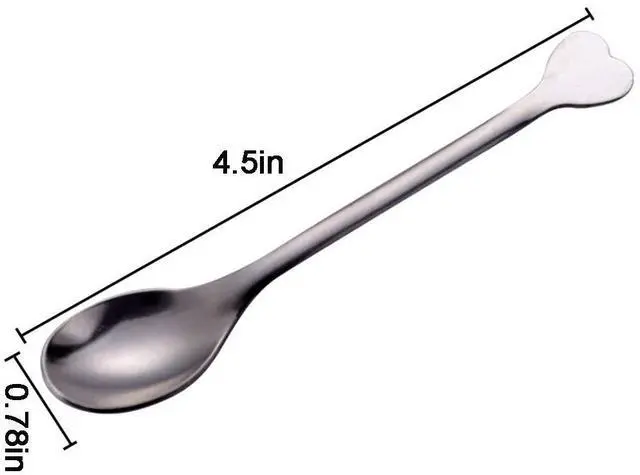 Alt view image 2 of 7 - Stainless Steel Mini Dessert Spoons Set of 10, 4.5-Inch Heart-Shaped Handle, Demitasse Espresso Coffee Spoons for Dessert, Tea, Appetizer