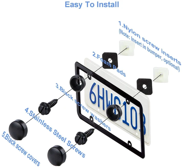 Alt view image 4 of 7 - 8 Sets Stainless Steel License Plate Screws Kit Rust-Proof Anti-Rattle Black