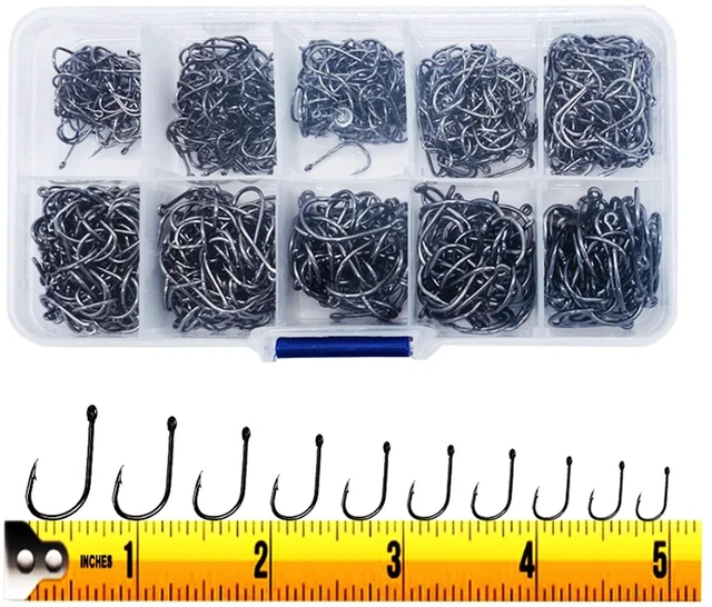 Main image of 300PCS High-Carbon Steel Barbed Fishing Hooks, 10 Sizes