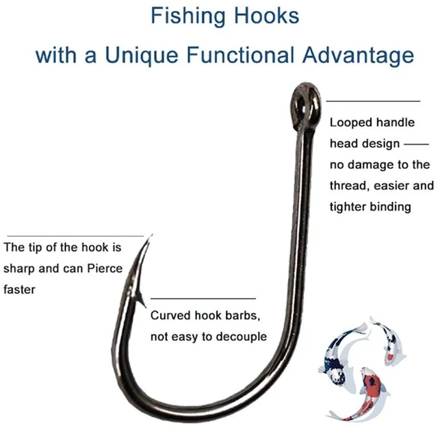 Alt view image 5 of 7 - 300PCS High-Carbon Steel Barbed Fishing Hooks, 10 Sizes