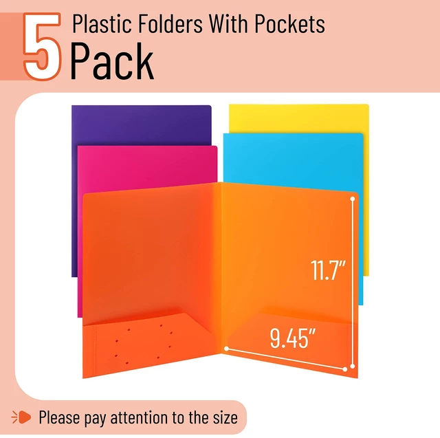 Alt view image 2 of 6 - Mr. Pen Plastic Folders with Pockets 5 pcs, Aesthetic 2-Pocket Folder with Business Card Slot for Office School Supplies