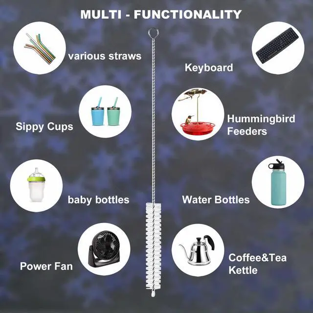 Alt view image 2 of 7 - Straw Cleaner Brush Set 10 Pack, 10 inch Long, 10mm Diameter, for Sippy Cup, Water Bottle, Tubes
