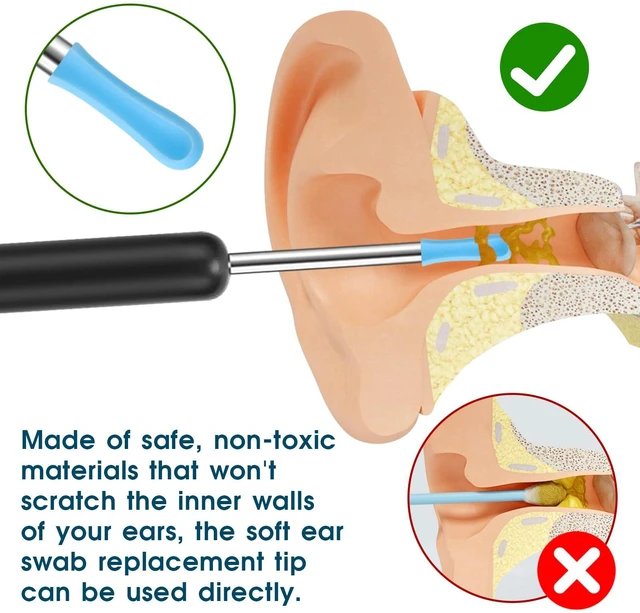 Alt view image 3 of 7 - 30 Pcs Ear Wax Removal Replacement Tips for Wet/Dry Ear Cleaning, Ear Spoons Accessories Set for Adults, Compatible with Ear Wax Removal Endoscope