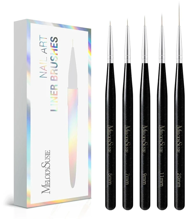 Main image of MelodySusie Nail Art Liner Brushes 5Pcs, Sizes 5/7/9/11/20mm
